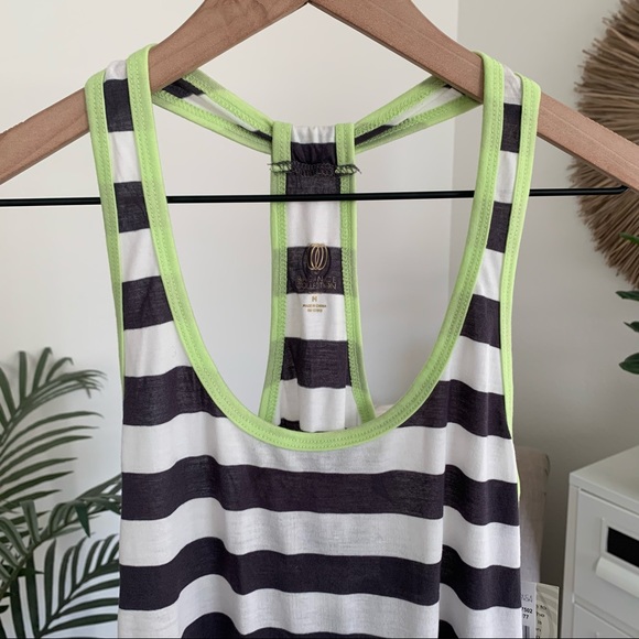 NWT Balance Collection Charcoal + White Striped Racerback Yoga Tank Top Medium - Picture 2 of 11